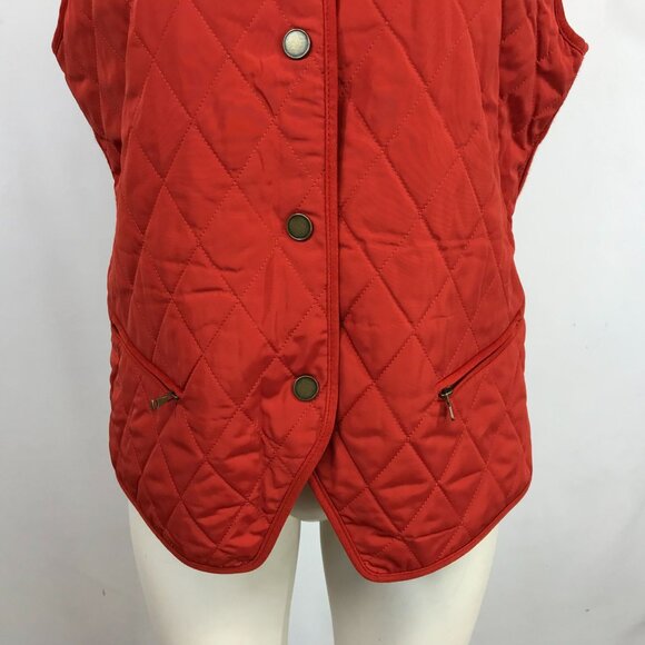 TALBOTS ~ WOMENS MEDIUM ~ RED QUILTED BUTTON UP VEST STRETCH SIDES - Picture 3 of 7